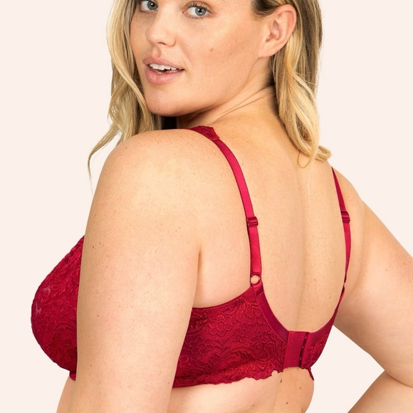 Smart & Sexy Signature Lace Unlined Underwire Bra Plus Size 38DDD Lingerie Red - Picture 4 of 11